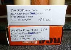 Pair RCA Grey Plate 6v6 GTA Power Tubes 6/15 on the Orange Tester