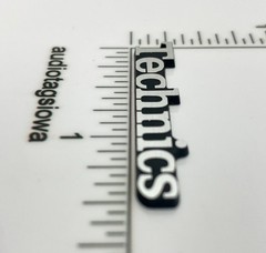 Technics Equipment Badge Logo Silver Incised Acrylic SMALL 1.5″ x 5/16″