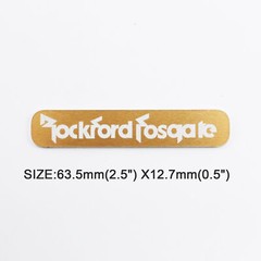 Rockford Fosgate Speaker Badge Aluminum Logo 63.5mm(2.5″)X12.7mm(0.5″) GOLD
