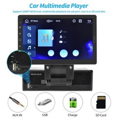 Hikity 10.1 Inch Single Din Car Stereo Carplay Android Auto Detachable Touch