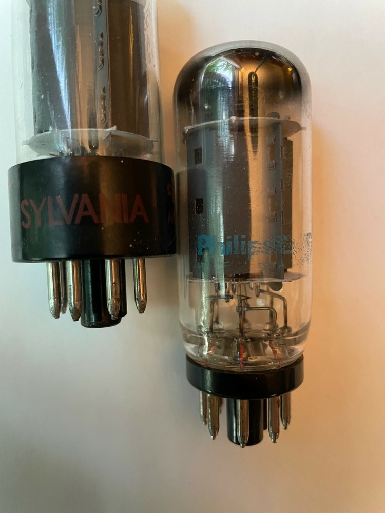 Sylvania one pair of 7591A tubes test strong 1 old style and 1 coin base