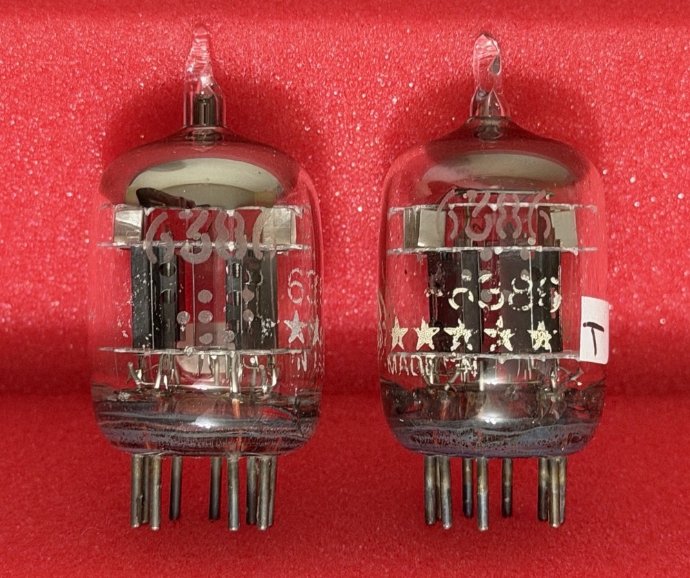 Two GE 6386 Tubes /Amplitrex Tested Balanced / D Get / x3 Mica / Early Type 1956