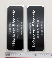 Western Electric Badge Logo Custom Made Aluminum PAIR Silver or Gold