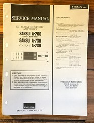 Sansui A-700 A-730 Amplifier Service Manual *Original*