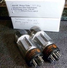 Pair Sylvania Grey Plate Super 6 STR 6L6 GC Power Tubes Matched 105+ test