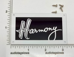 Harmony Amplifier Badge White Aluminum Custom Reproduction with Screws
