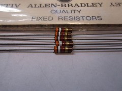5 Allen Bradley Carbon Comp Resistors 3.9k 1/2W 5%