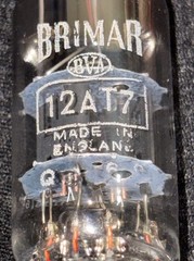 12AT7 Brimar NOS BVA England Angled Square Getter Black Plate Preamp Tube 110%