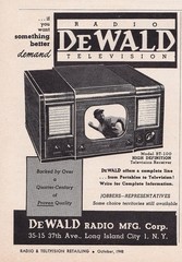 Vintage 1940s DeWald BT-100, 10″ Table Top TV, RCA 630 Clone