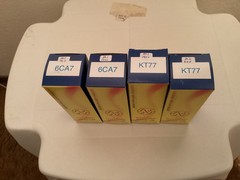 New Quad of JJ 6CA7 Fat Bottle, & JJ KT77 Matched Pair Vacuum Tubes
