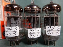 GE Set of Three Gray Plate 5 Star 5814A Vacuum Tubes Amplitrex Tested Strong!