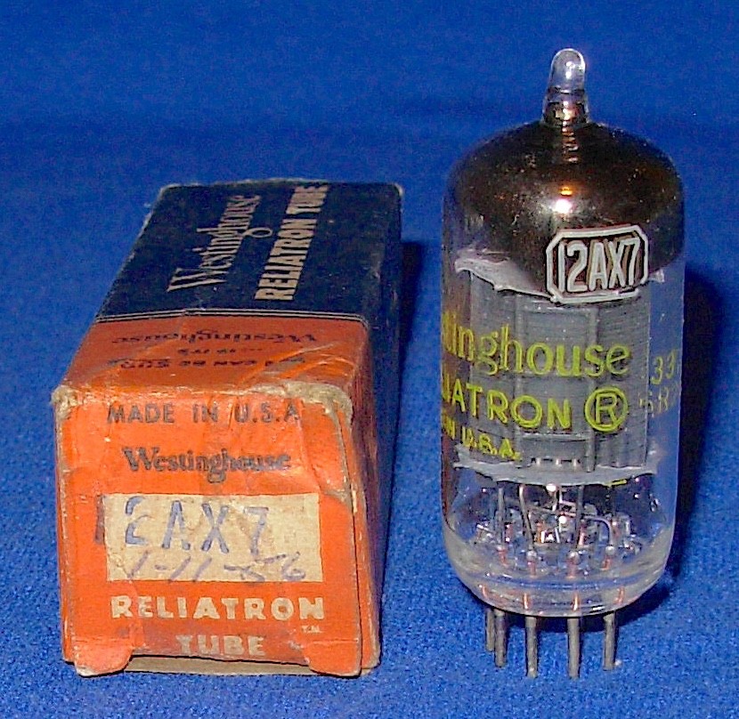 NOS NIB Westinghouse 12AX7 Long Black Plate Vacuum Tube D Getter 1956 Date