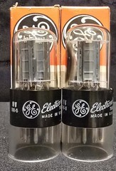 GE 6SN7 GTB 1960s CHROME SIDED HALO TALL BLACK BASE PERFECT MATCHED SET NIB