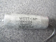 PAIR WEST-CAP WESTCAP 0.18 uf 400 VDC 18K4184 NOS VITAMIN Q TYPE PAPER IN OIL