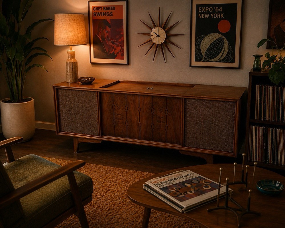 🍊Vintage 1964 MCM RCA Victor Stereo Record Player Console | Model 4FT44W WORKS!