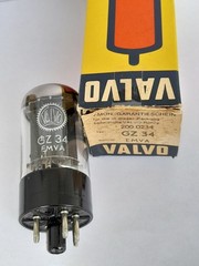 GZ34 rectifier tube audio VALVO / MULLARD ( AMPEREX ) – xf2 / oo – GZ 34 – 1964