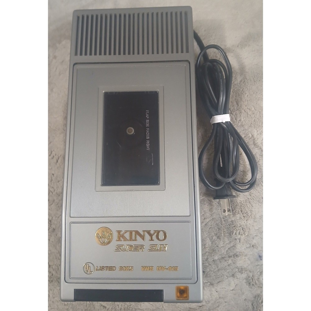 Kinyo Super Slim VHS Tape Rewinder UV-413 Silver Vintage VCR Accessory Taiwan