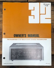 McIntosh C32 C-32 Preamp / Preamplifier Owners / User Manual *Original*