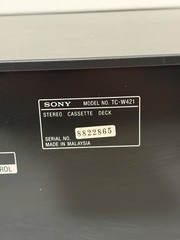 Sony TC-W421 Stereo Cassette Deck Very Good Used, Clean Vintage Unit, Untested