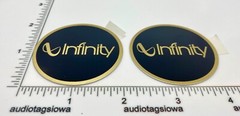 Infinity Speaker Grill Badge Logo Emblem Round Pair Gold Aluminum