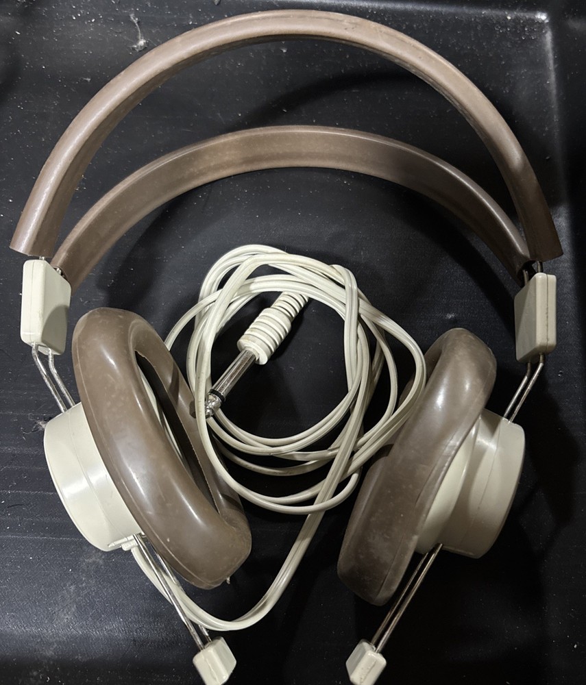 Vintage Telex 610 Headphones Brown Adjustable Headset 1/4” Plug