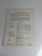 Vintage DBX 177 Decilinear Noise Reduction System Instruction Manual