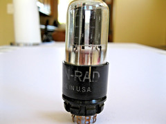 KEN-RAD 6SN7GT/VT231 TALL, CLEAR GLASS VACUUM TUBE BLACK PLATE TV-7 TESTED.
