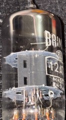 12AT7 Brimar NOS BVA England Angled Square Getter Black Plate Preamp Tube 110%