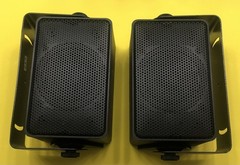 2 VINTAGE REALISTIC MINIMUS 3.5 SPEAKERS 40-1996 w/ BRACKET MOUNTS TESTED WORKS