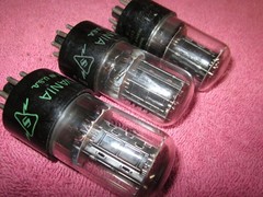 Matched Pair +1 Sylvania 6SN7 Staggered Black Plate Tubes Balanced STRONG 3pcs