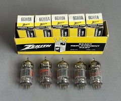 Sleeve of five Zenith 6GH8A tubes NOS Tested utilized in Scott 299 & LK-72B amps
