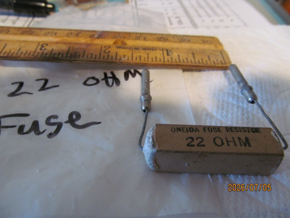Vintage Oneida Television and radio resistor fuse 22 ohm plug in leads