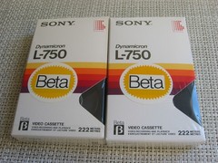 TWO (2) SEALED SONY BETA L-750 DYNAMICRON BLANK VIDEO CASSETTE TAPES BETAMAX NOS