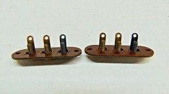 NOS 1940 Vintage 3 Terminal Phenolic Antenna or Speaker Screw Strip set of 2