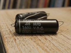 2 NOS CDE Black Cat 0.05uF 1600V PKM 16S5 film capacitors Cornell Dubilier