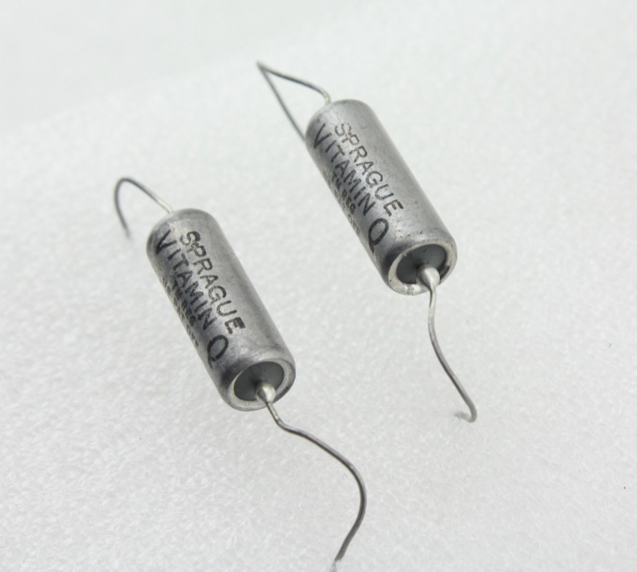 Qty 2 Sprague Vitamin Q .033uF 200V PIO Capacitors Matched Pair Tone Caps NOS