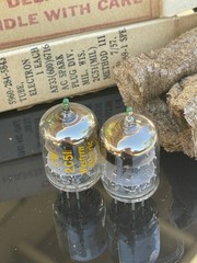 PAIR NOS NIB Western Electric 2C51 396A Vacuum Tubes D GETTER GREEN TIP