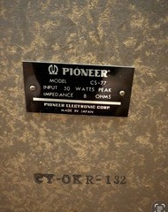 Used Vintage Pioneer CS-77 Speaker Wood Finish, Tested, Single Unit