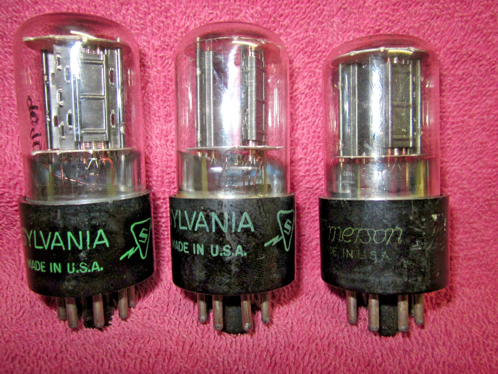 Matched Pair +1 Sylvania 6SN7 Staggered Black Plate Tubes Balanced STRONG 3pcs