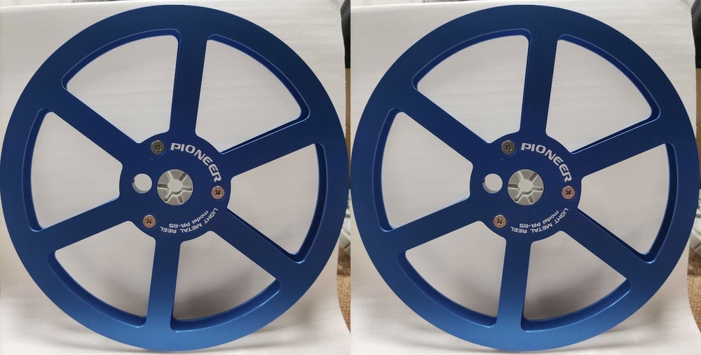 One Pair Pioneer Blue 7” Tape Reel Light Metal Aluminum Take Up Reel