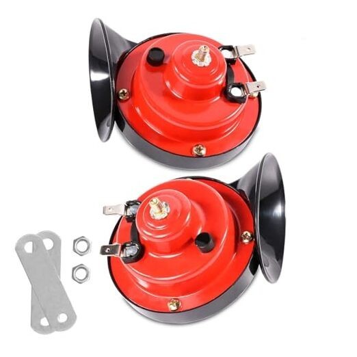 300DB Super Loud Train Horns For Truck, 2pcs 12V Car Horn Kits, Loud Dual Red