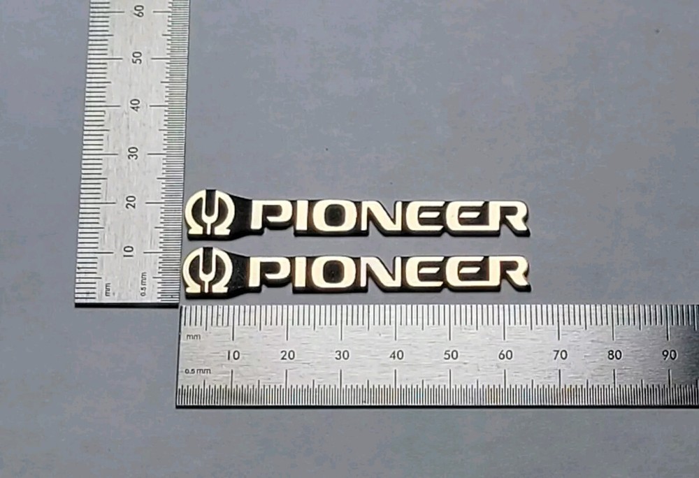 Pioneer Speaker Badge Emblem Logo Pair Custom Made – Brushed Gold