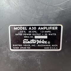 Electro-Voice EV Circlotron Tube Power Amplifier 30 Watts Amp A30