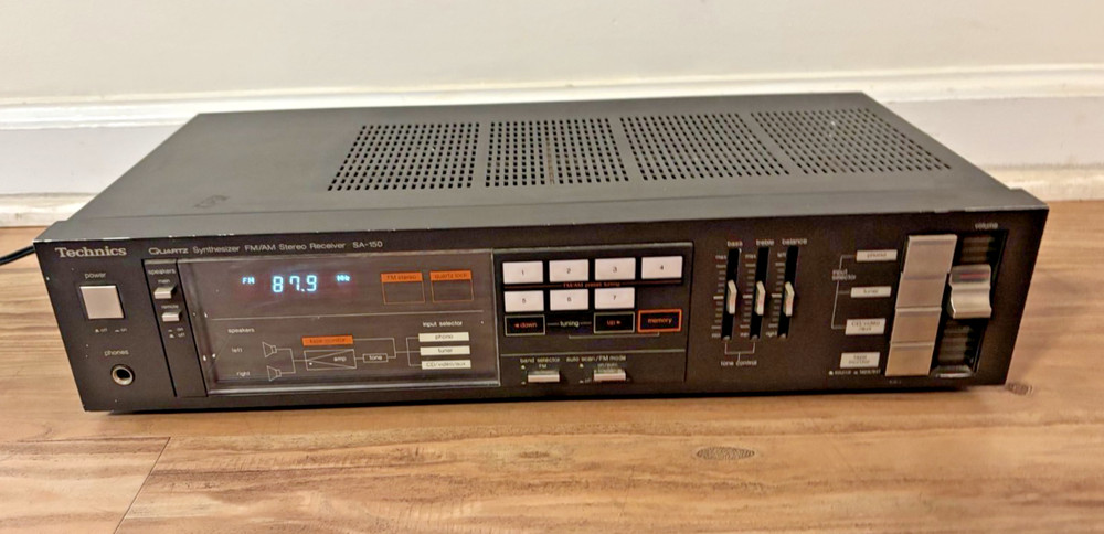Vintage 1980s Technics SA-150 FM/AM Stereo Receiver 120W Black, Tested & Working
