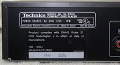 Technics Compact Disc Player SL-P300 1986 Good Codition with remote & RCA Cable