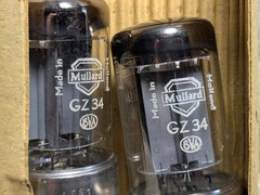 Pair NEW Matched Sealed 1955 Mullard GZ34 Metal Base Vacuum Tubes No Leak 5AR4