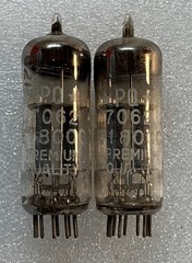 Matched Pair Amperex E180CC 7062 Pinch Waist Foil D Getter Tested Good #1
