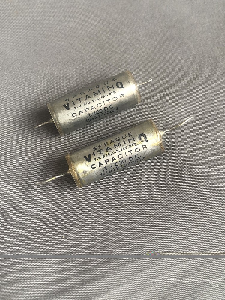 Pair .1 uF 600v Sprague Axial Capacitors Vitamin Q style Tone Caps oil PIO used