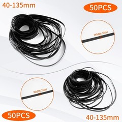 Flat Rubber Belts for Cassette Recorders 100 Pcs 40mm to 135mm Fit Most Devices