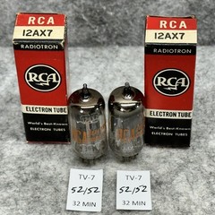 MATCHED PAIR OF 1960 NOS RCA 12AX7 17MM LONG PLATE ANGLED SQUARE GETTER TUBES